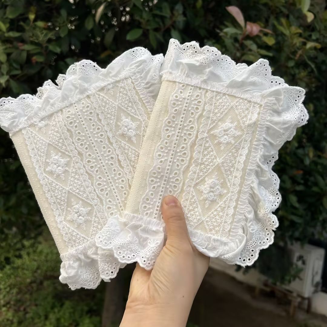 Lace Fabric Book Cover for Notebooks and Planners with Strap Closure
