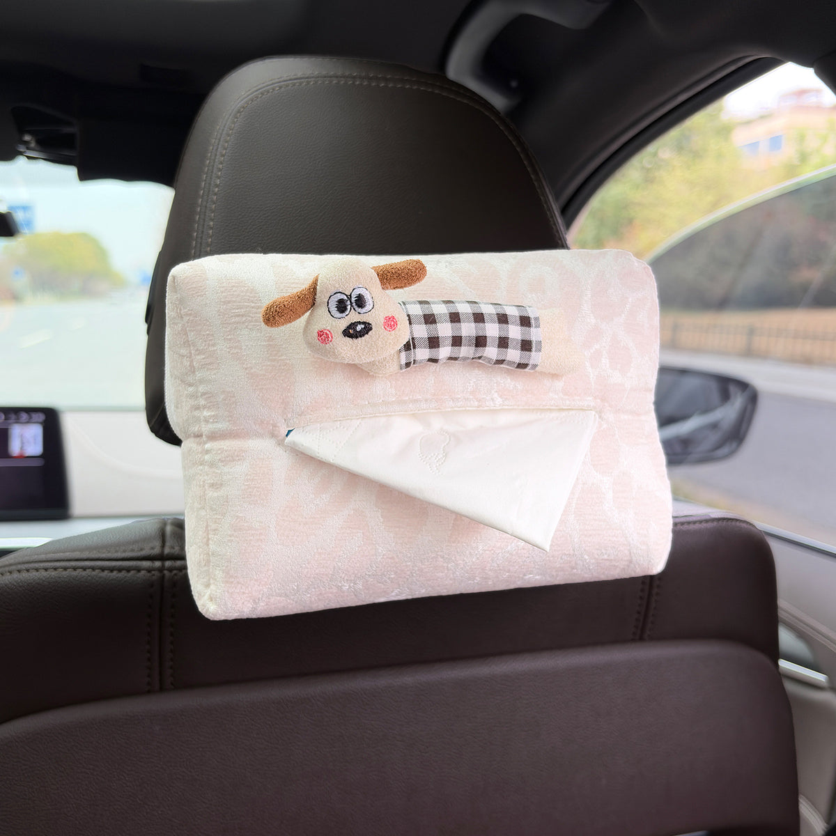 Cartoon Fabric Car Tissue Holder for Armrest Box, Seat Back and Sun Visor