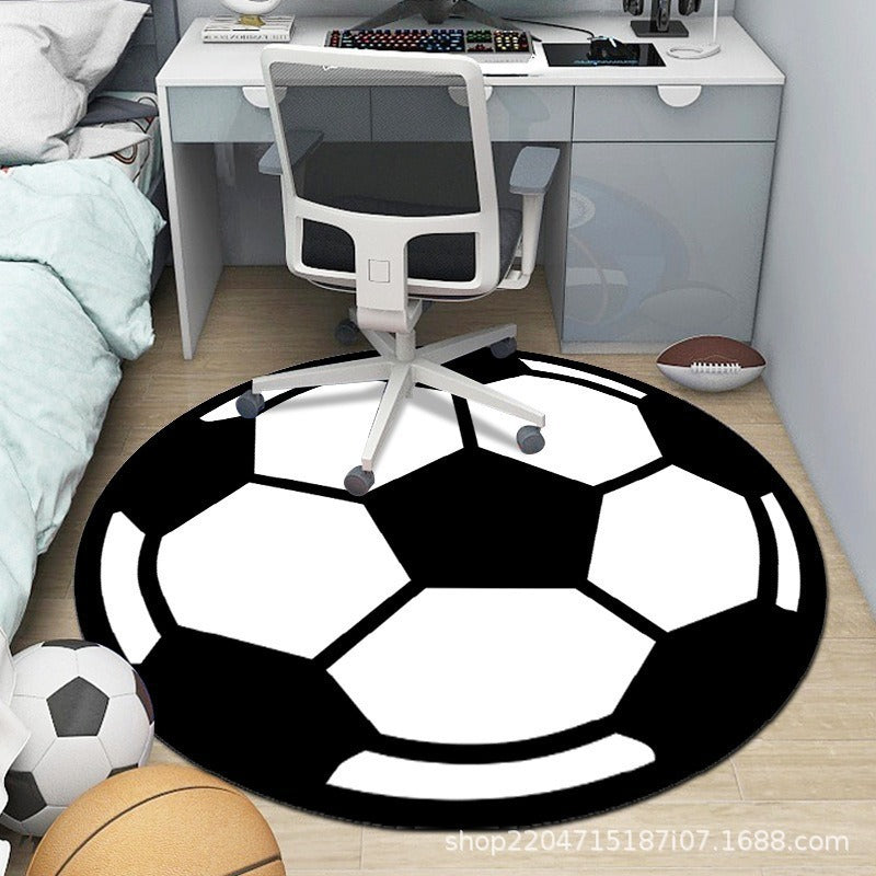Round Crystal Velvet Sports Ball Area Rug for Room Decor, Non-Slip Mat for Computer Chair