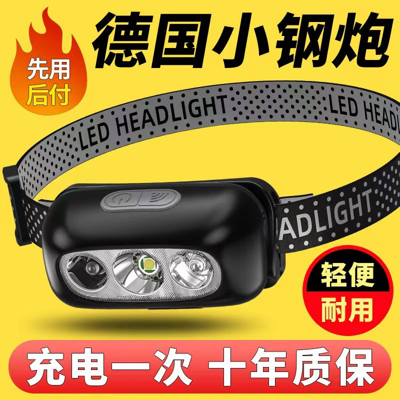 Rechargeable LED Headlamp with Motion Sensor for Outdoor Activities