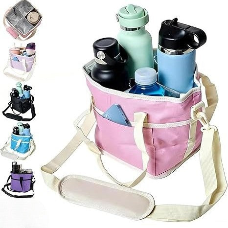 Portable Water Bottle Storage Bag with Handle for Outdoor Travel & Camping