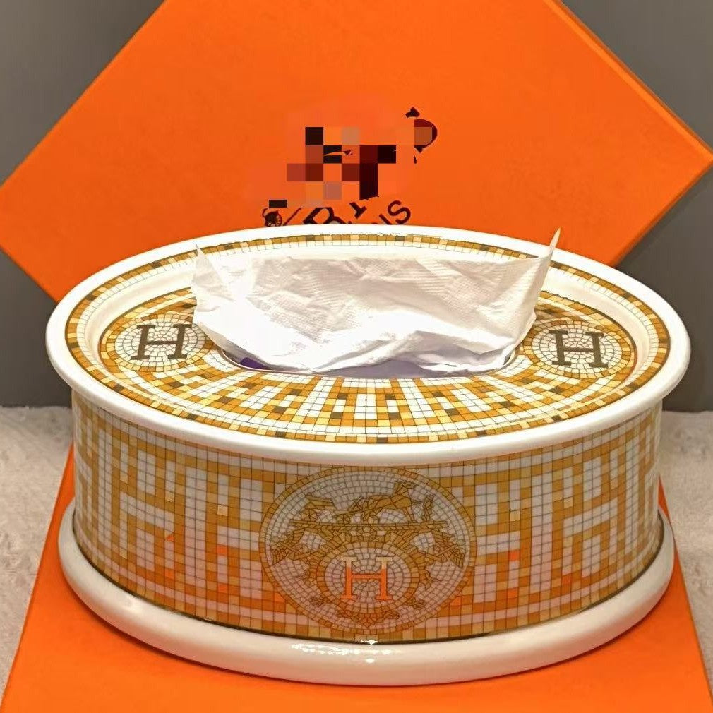 Creative Ceramic Tissue Box for Living Room, Coffee Table, KTV, Hotel, Modern Bathroom, Home Tissue Storage