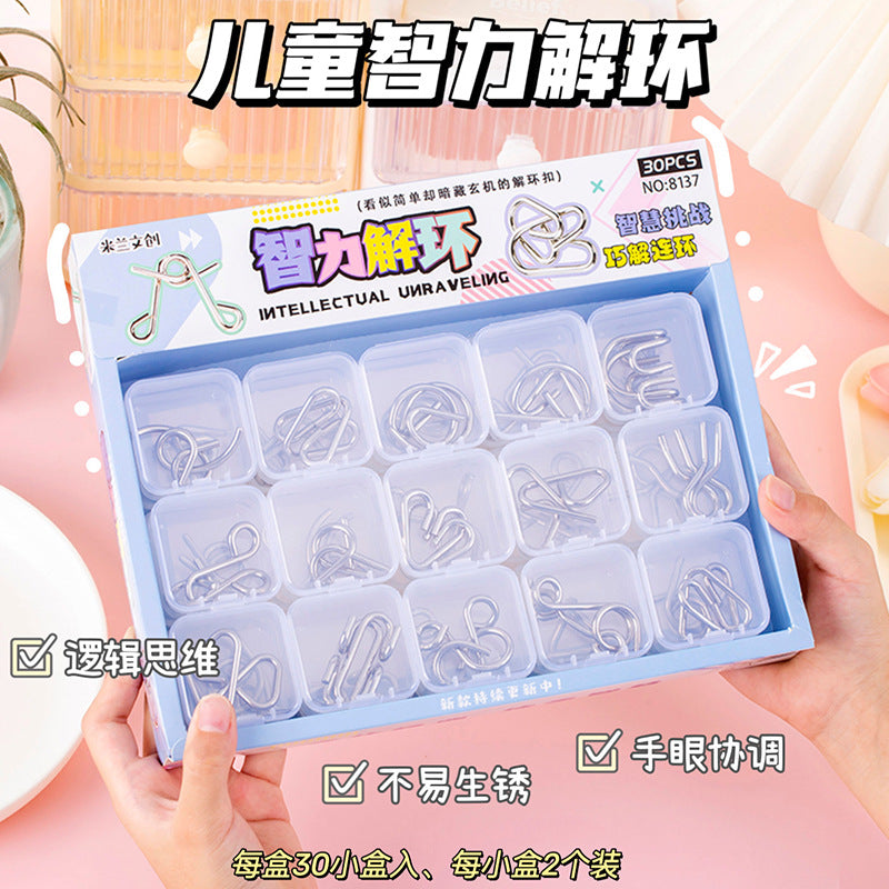 9-Piece Interlocking Ring Puzzle Set for Kids and Adults, Brain Teaser Fidget Toy Gift