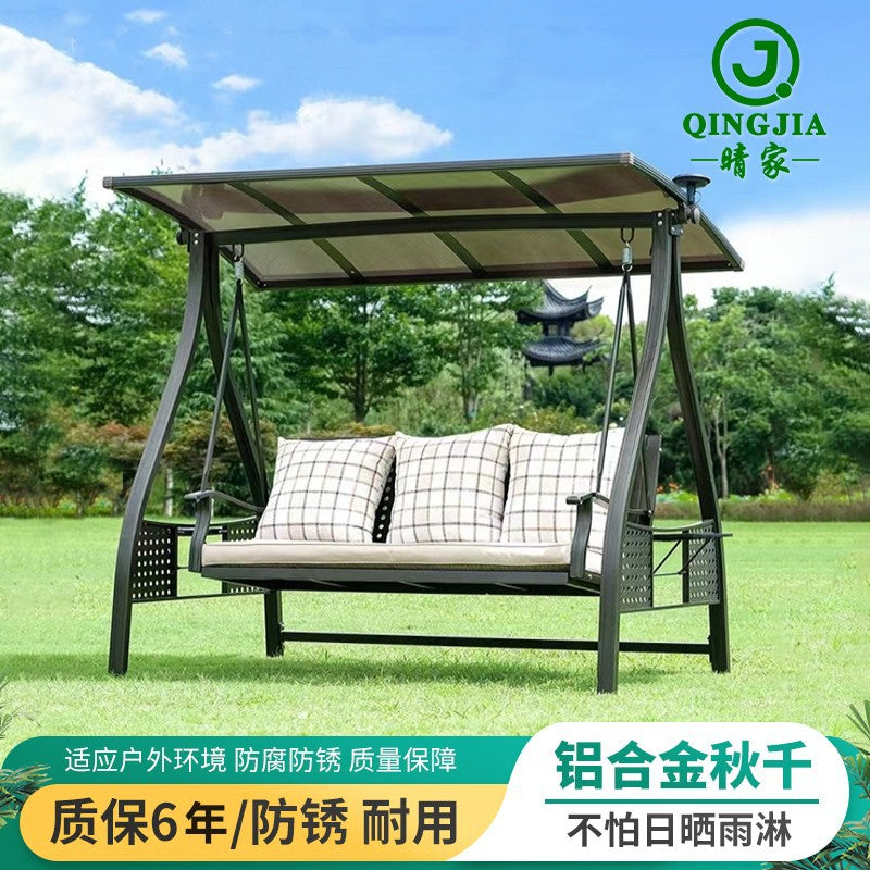 Outdoor Patio Garden Balcony Solar Aluminum Alloy Swing Chair with Rain Protection