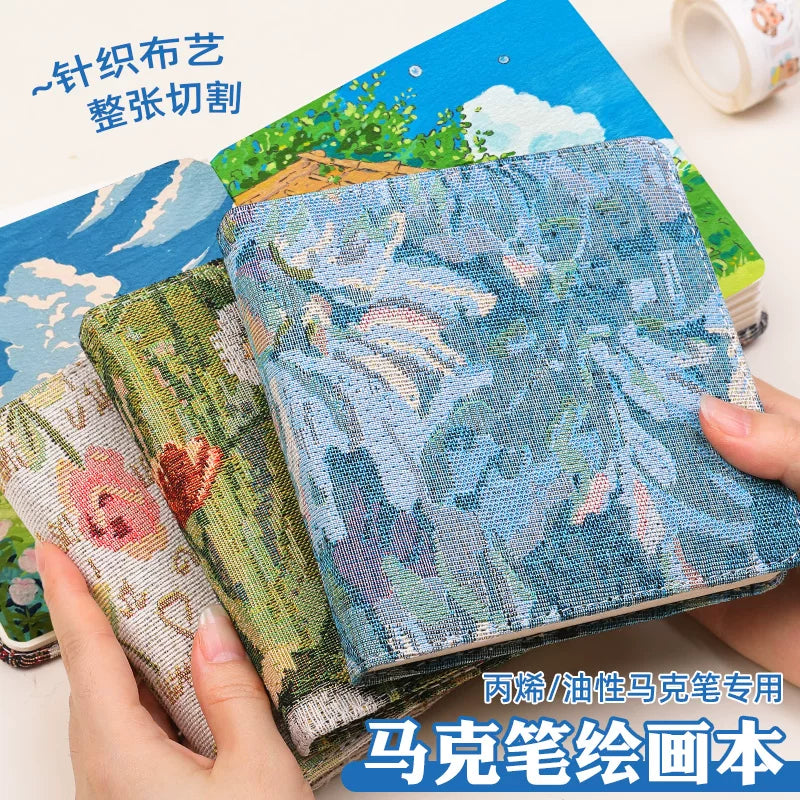 Portable Cotton Linen Art Sketchbook for Acrylic, Watercolor, and Marker Painting - High-Quality Paper for Artists