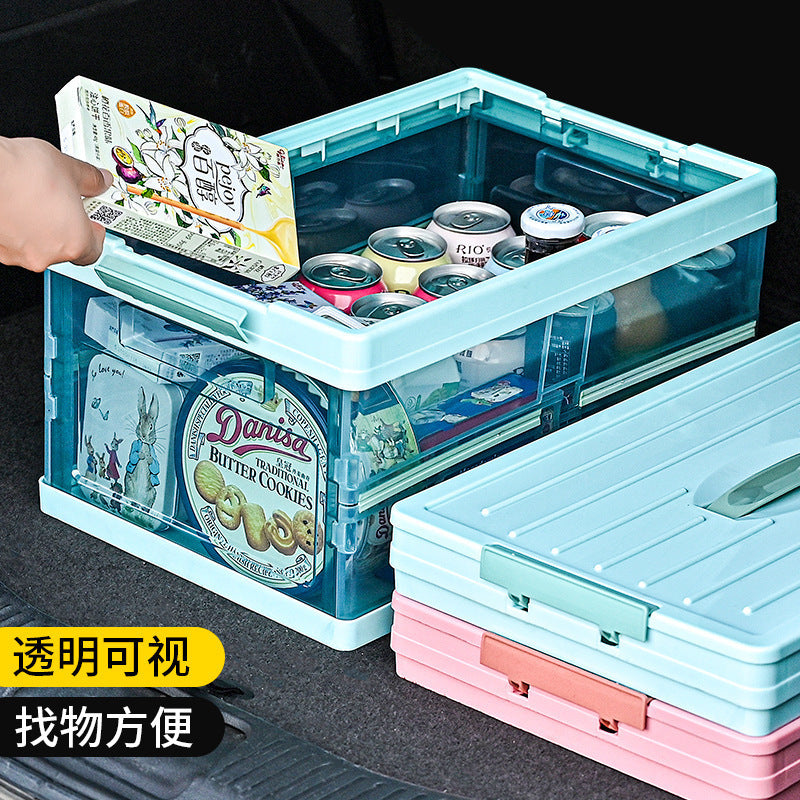 Outdoor Camping Storage Box with Foldable Table Lid - Large Capacity Picnic Car Organizer