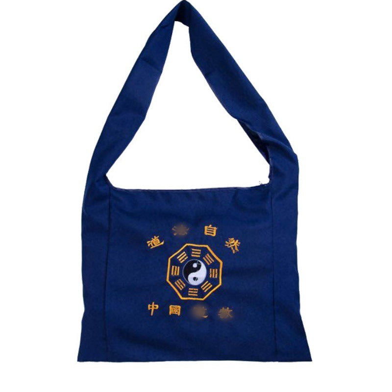 Navy Blue Canvas Crescent Bag for Buddhist Practice