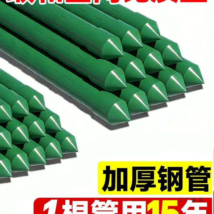 Plant Support Stakes for Climbing Vines, Tomatoes, and Flowers - 10-Pack Coated Steel Rods