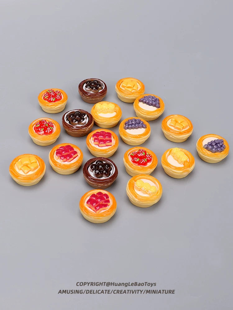 Mini Simulation Egg Tart Play Food Set for Kids, Miniature Dessert Cake Model Toys for Pretend Play