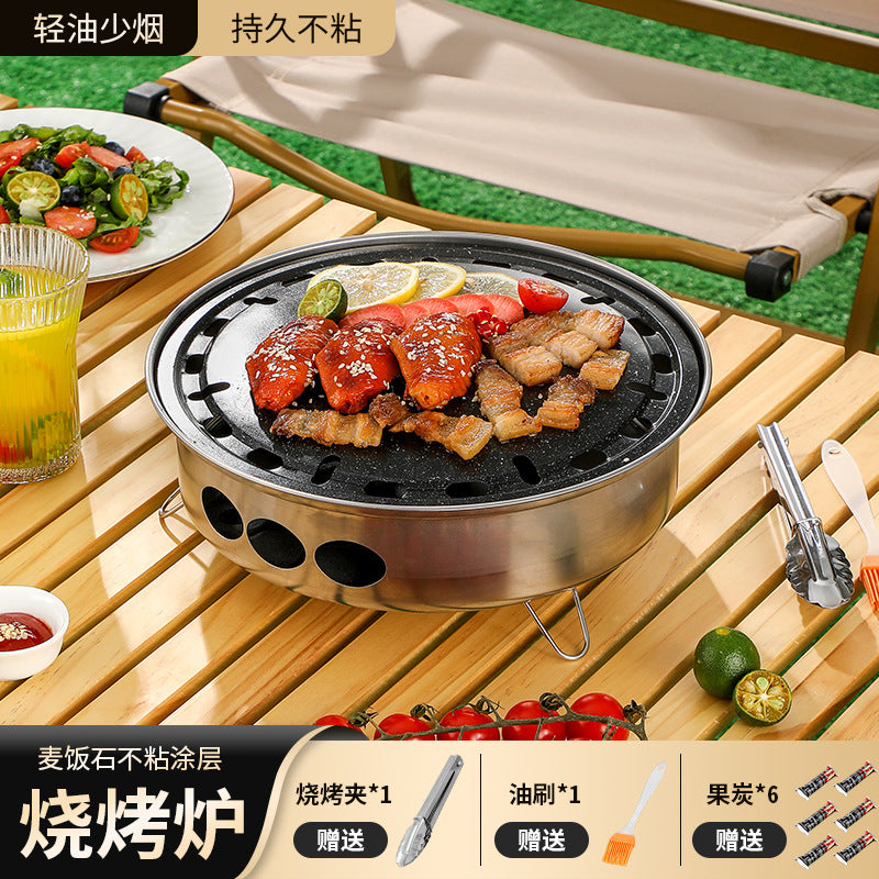 Portable Smokeless Charcoal Grill for Outdoor Camping and BBQ