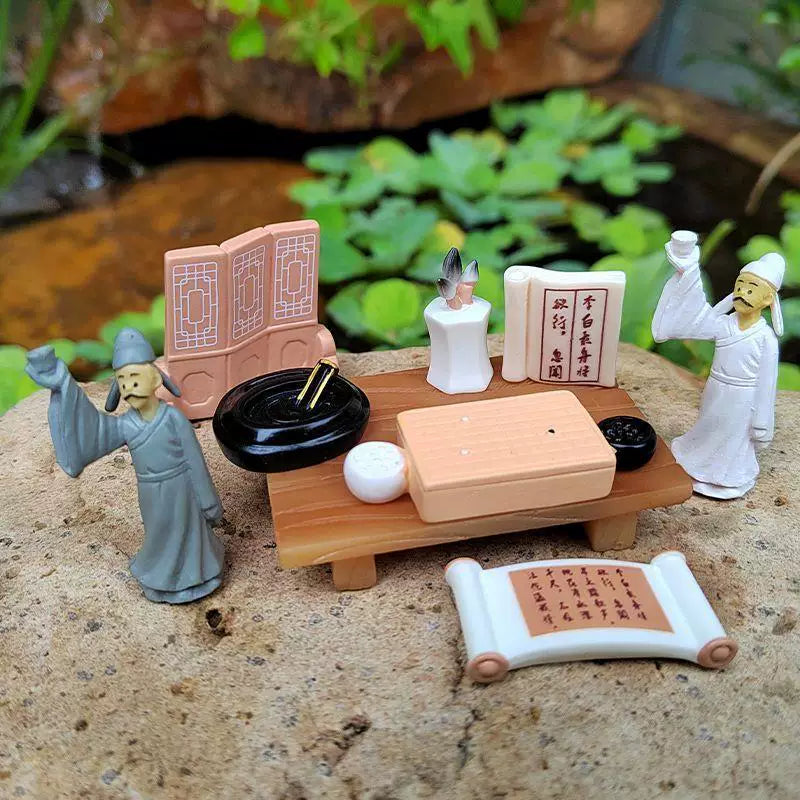 Miniature Chinese Ancient Style Calligraphy Set Micro Landscape Ornaments