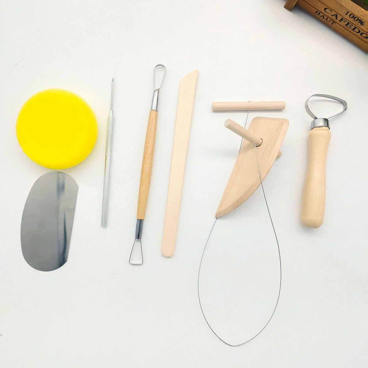 Wooden Pottery Clay Sculpting Tool Set for DIY Clay Modeling and Soft Pottery