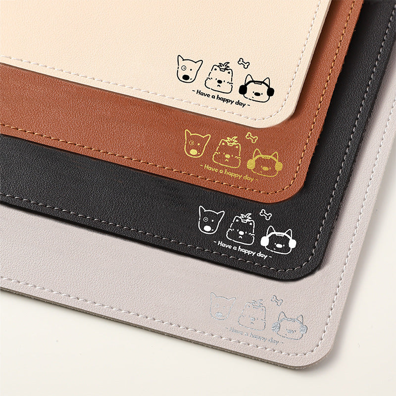 Large PU Leather Desk Pad with Stitched Edges, Non-Slip Mouse Pad for Office and Gaming