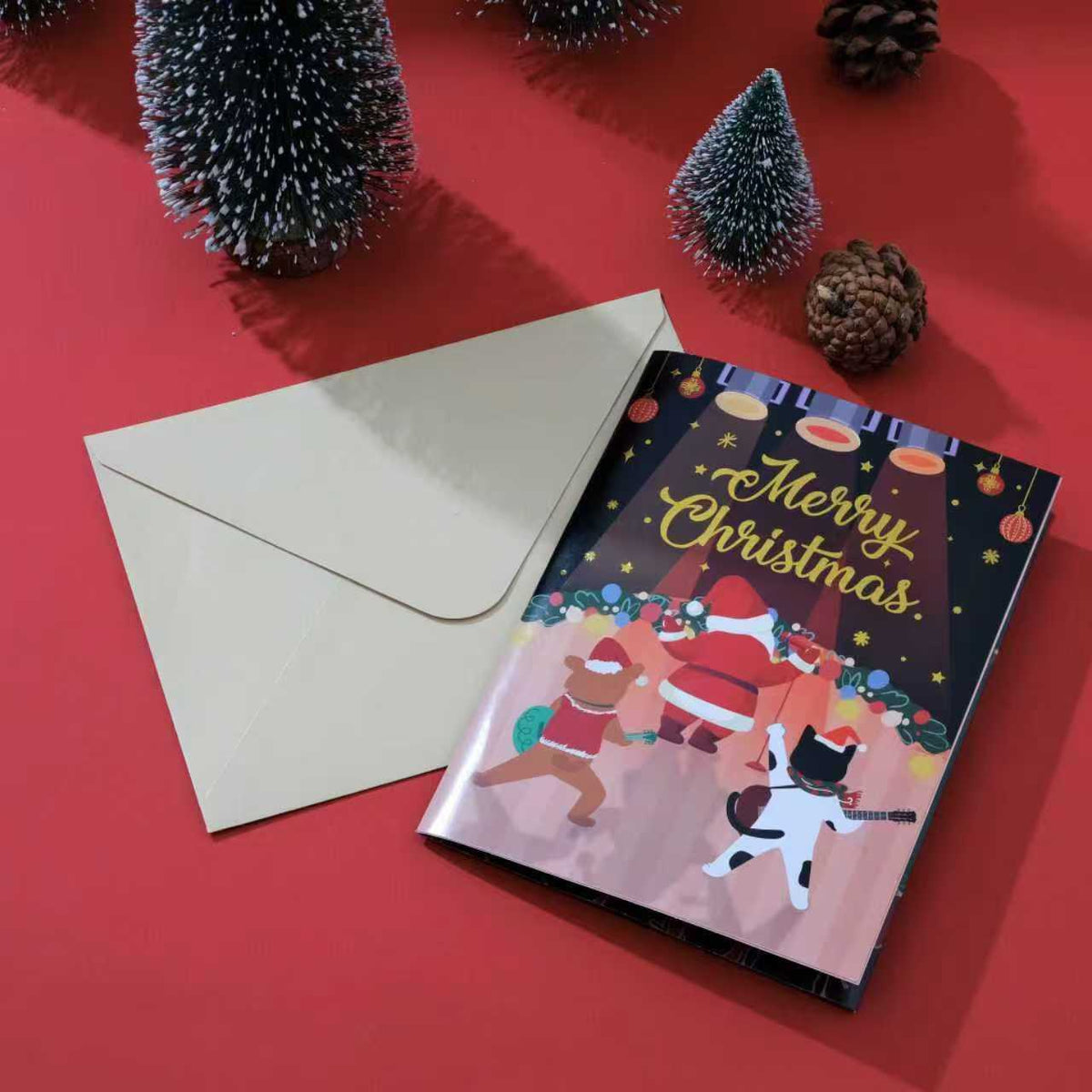 Musical Rock Band Christmas Birthday Greeting Card with Lights, Creative Stage Gift