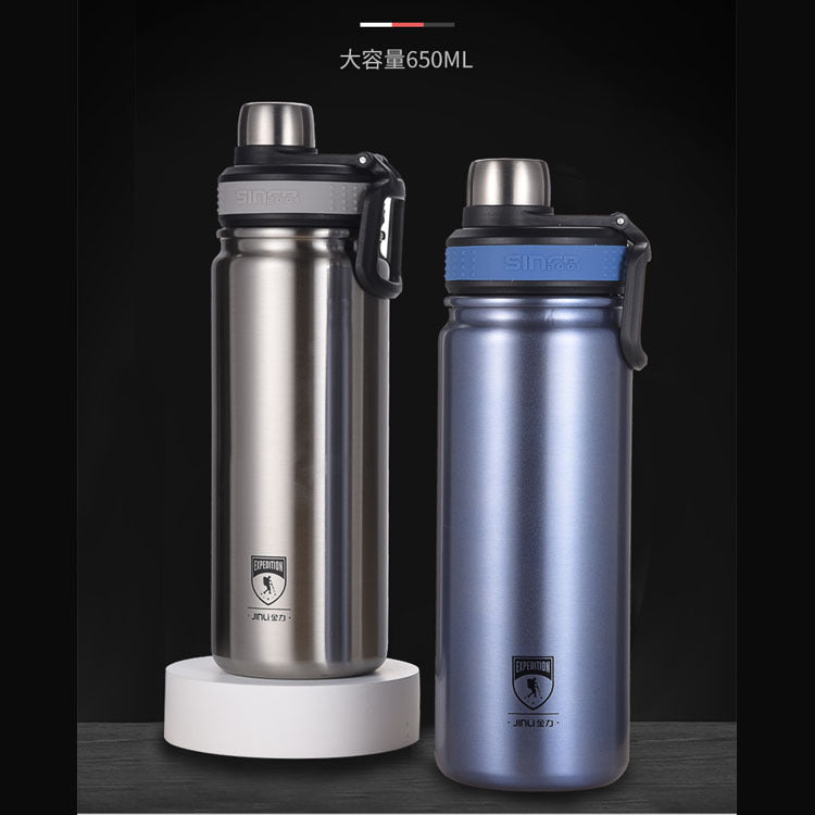 JINLI Stainless Steel Insulated Water Bottle, Large Capacity, Dual-Opening, Portable for Students and Outdoor Sports