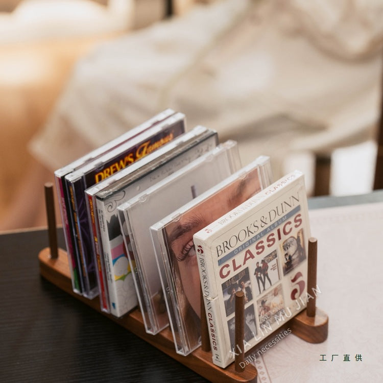 Solid Wood CD Storage Rack Album Display Stand Collection for Vinyl Records Desktop Organizer