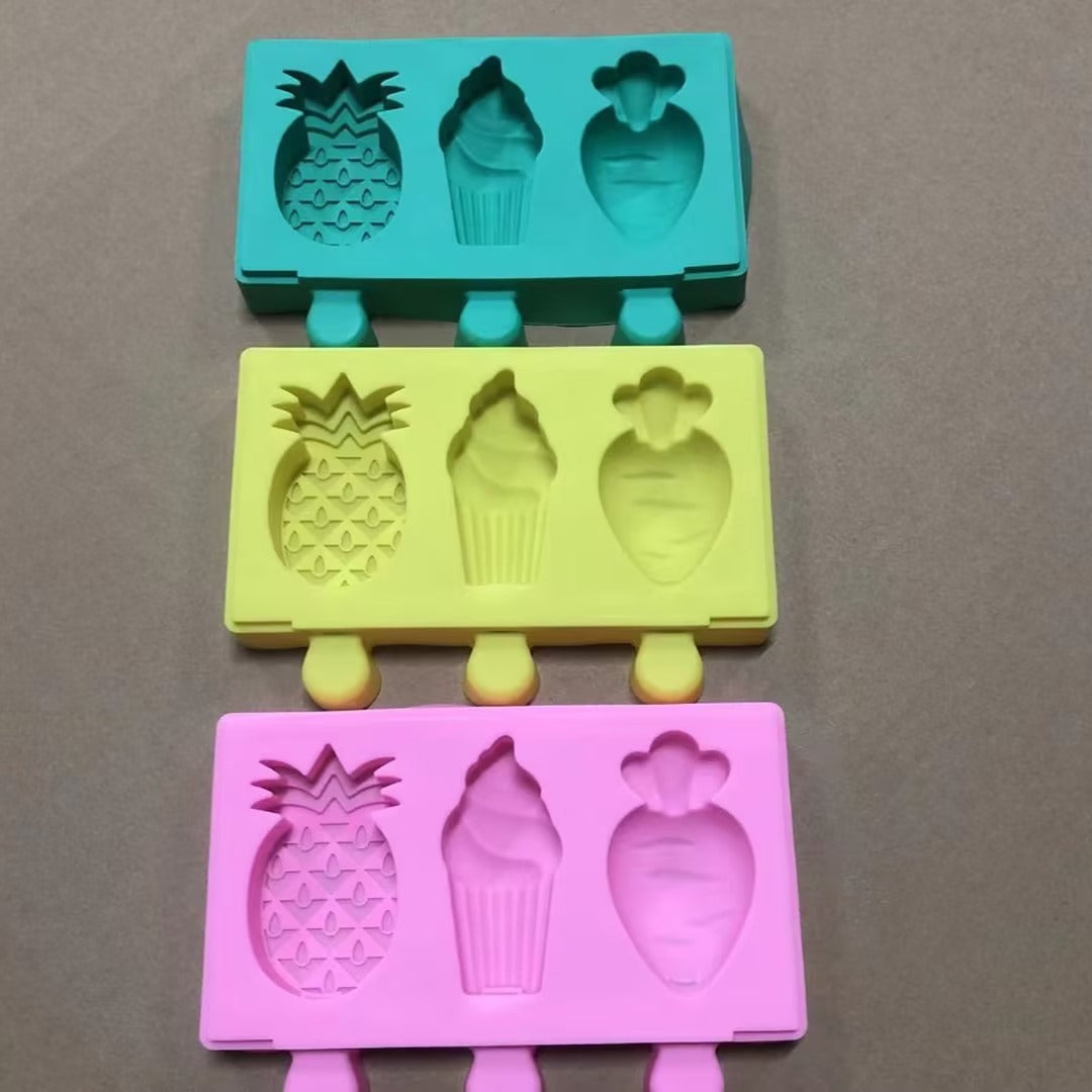 Creative Cartoon Fruit Shape Ice Cream Mold Food Grade Silicone DIY Popsicle Maker