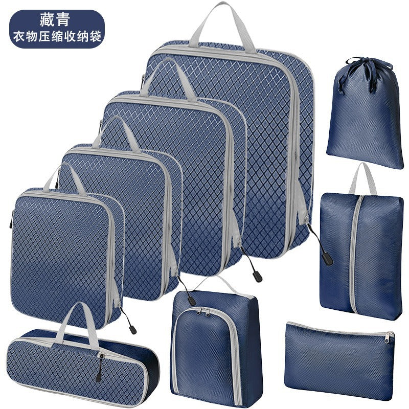 Travel Compression Packing Cubes Set with Shoe Bag for Luggage Organization