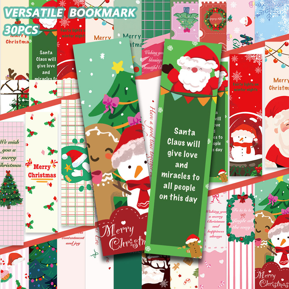 30-Pack Christmas Cartoon Bookmark Set for Books and Decoration