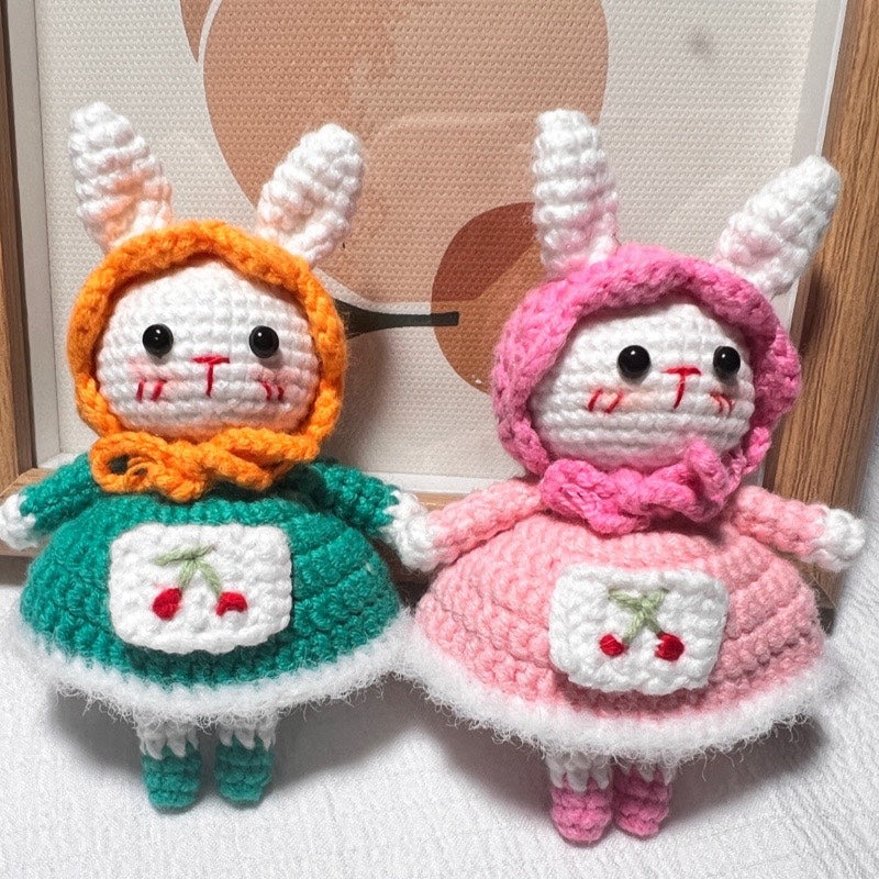 Cartoon Cute Rabbit Doll Headband Knitted Keychain Sweet Skirt Bunny Pendant