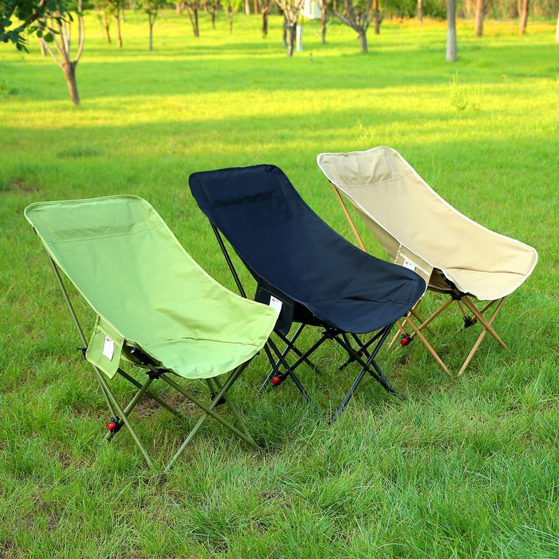 Moon Chair Outdoor Folding Chair, 3-Position Adjustable High Back Beach Chair, Portable Picnic Camping Chair