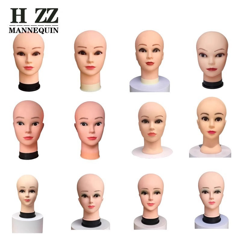 Mannequin Head for Wig Display and Hairdressing Practice, Soft Rubber Bald Head for Makeup and Beauty Training