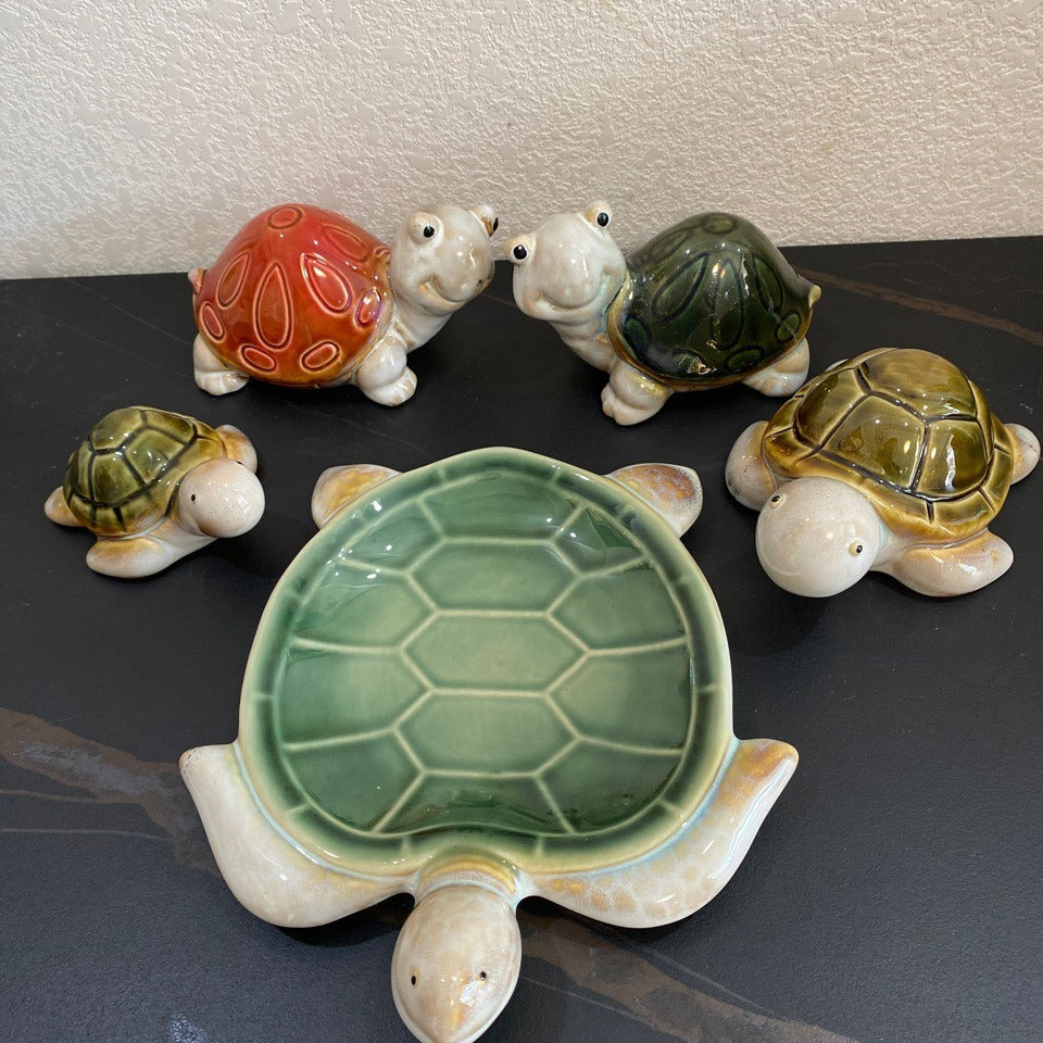 Ceramic Turtle Fruit Plate & Decorative Figurine