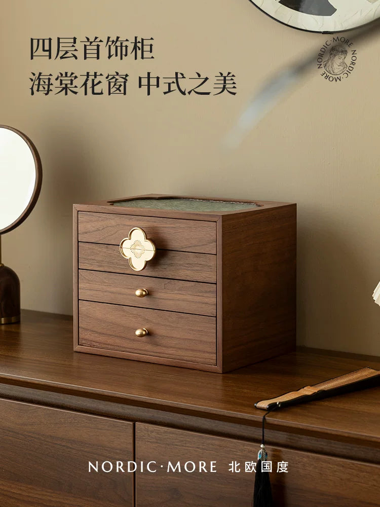 Wooden Jewelry Box Organizer with Multiple Layers and Chinese Style Design, Ideal for Rings and Necklaces, Wedding or Birthday Gift