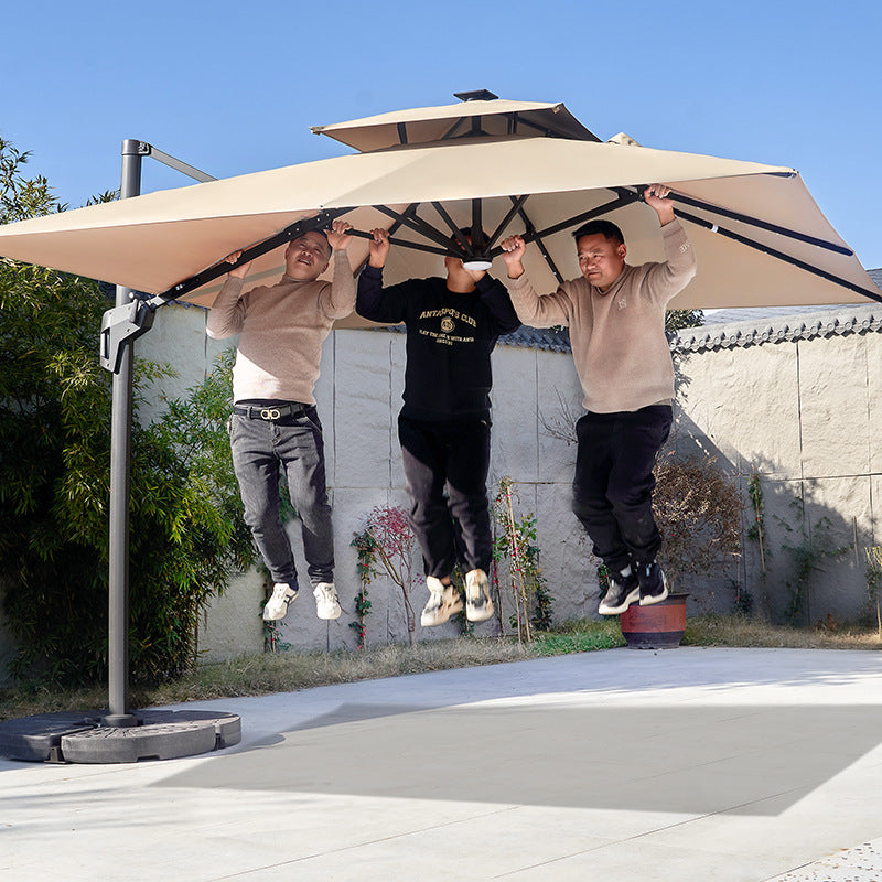 Outdoor Patio Umbrella with Rotating Roman Canopy for Garden, Balcony, and Commercial Use