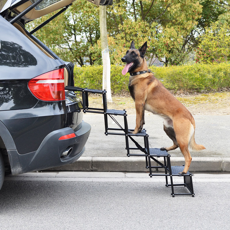 Foldable Pet Dog Car Ramp Stairs for SUV Trucks, Portable Metal Pet Ladder for Large Dogs, Easy Access for Vehicles