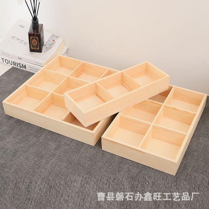 Wooden Desktop Organizer Tray with Multiple Compartments for Jewelry, Stationery, and Small Items