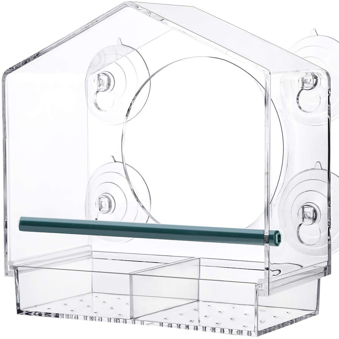 House-Shaped Acrylic Bird Feeder for Outdoor Use