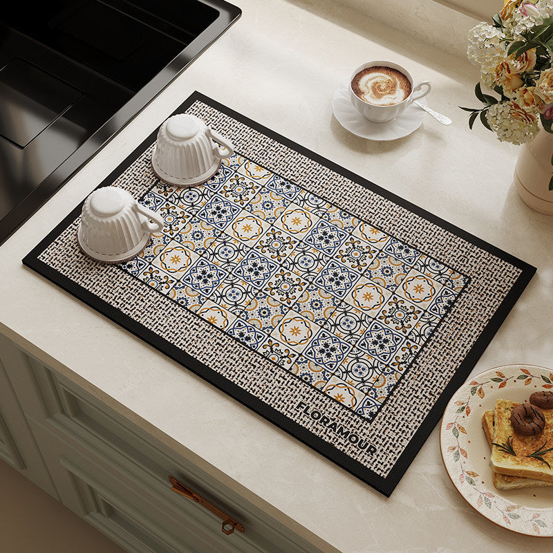 American Retro Diatomaceous Earth Kitchen Countertop Drying Mat for Bar Sink Coffee Machine