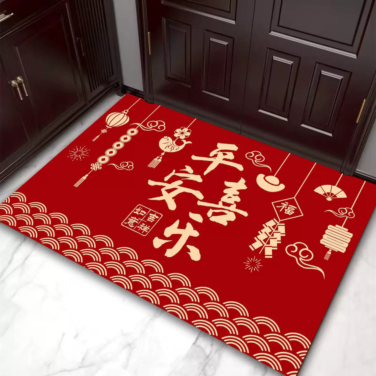 Chinese New Year 2026 Year of the Horse Entrance Mat with Non-Slip Silicone Backing