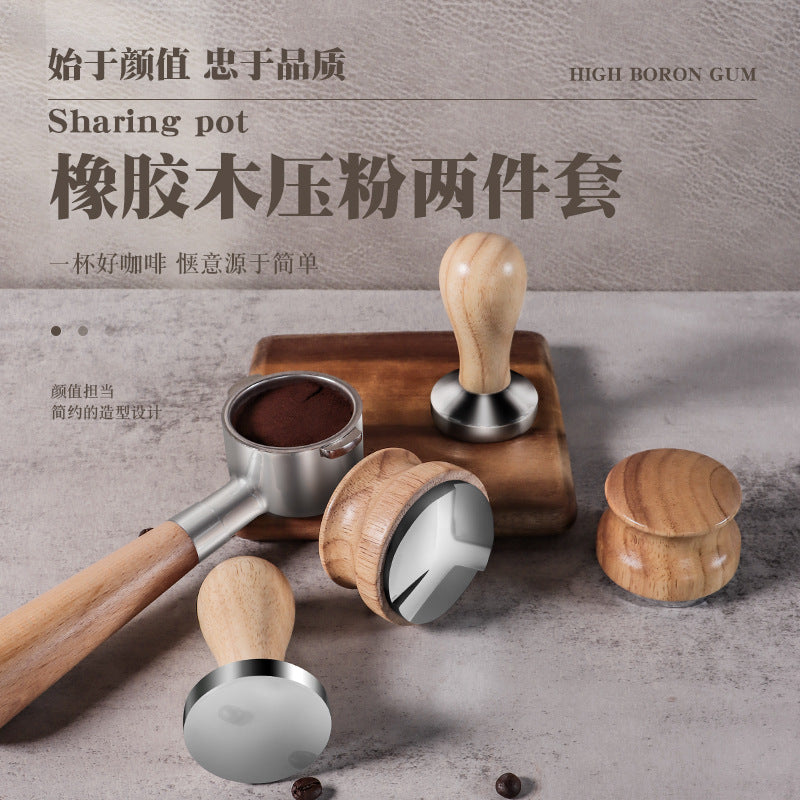Espresso Coffee Tamper with Wooden Handle and Stainless Steel Base