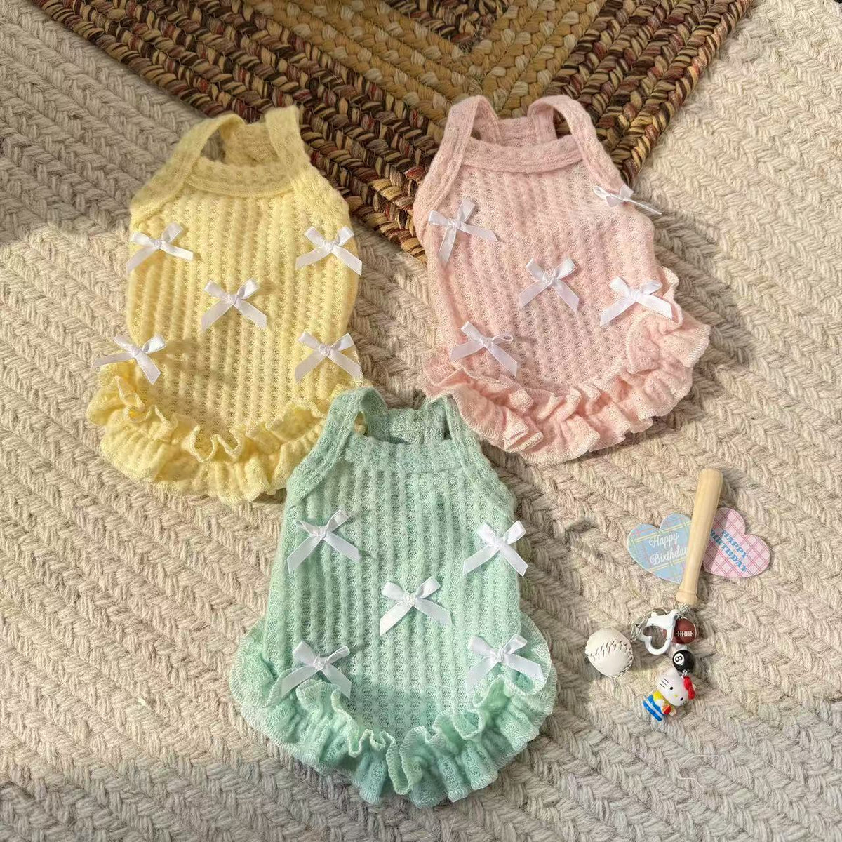 Pet Summer Breathable Striped Vest for Cats and Small Dogs, Princess Style Lace Dress