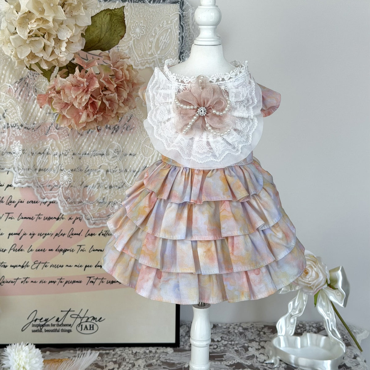 Pet Floral Oil Painting Style Puffy Dress for Cats and Dogs