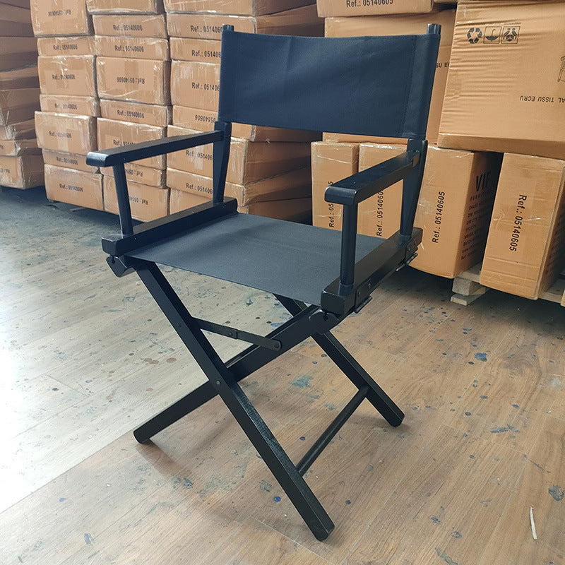 Solid Wood Portable Director's Chair with Canvas Seat for Outdoor, Makeup, or Display
