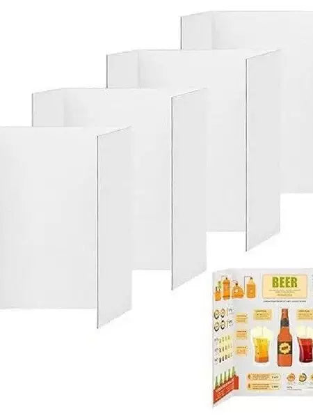 4-Pack Tri-Fold Presentation Boards, White/Black