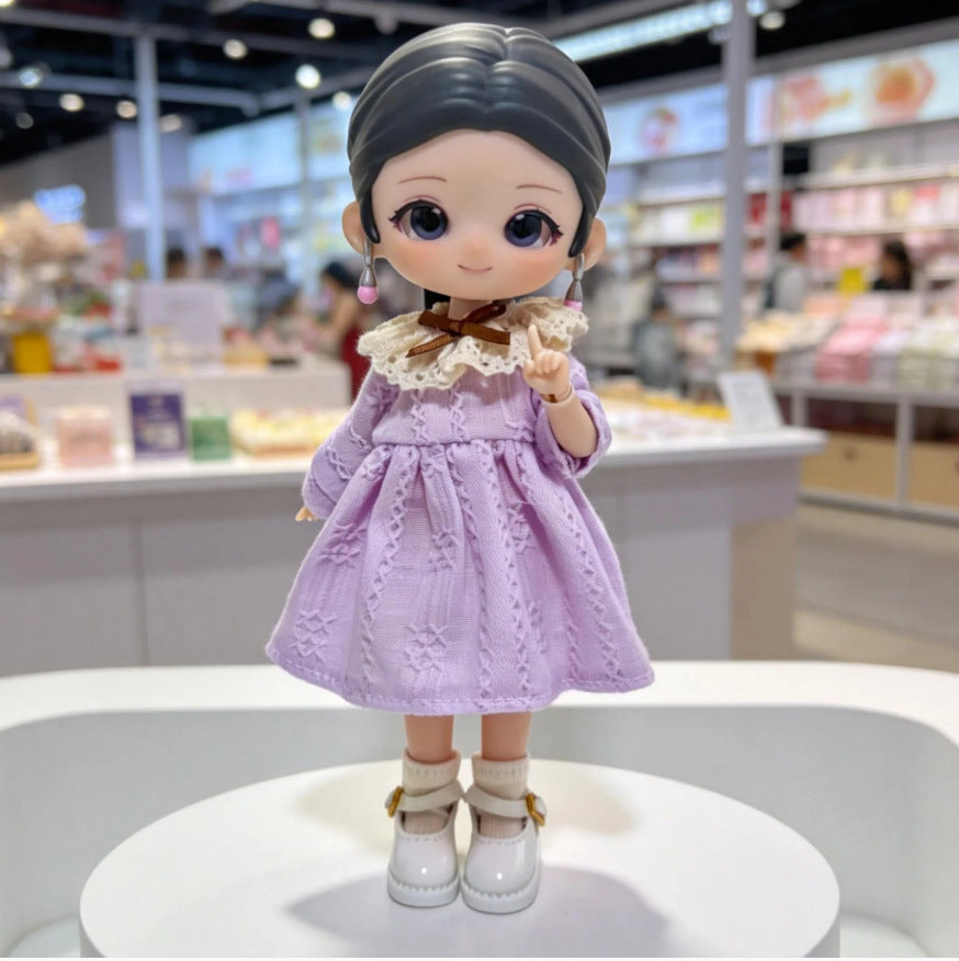Embroidered Doll Dress Set for 12-inch BJD and OB11 Dolls
