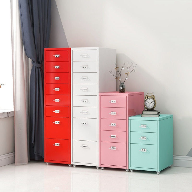 Nordic Style Narrow Chest of Drawers with Iron Art Frame for Bedroom Living Room