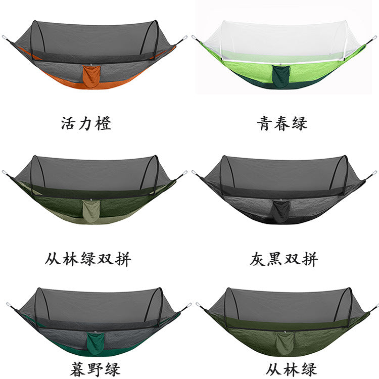 Ultralight Automatic Pop-Up Camping Hammock with Mosquito Net, Outdoor Swing Chair for Backpacking and Travel