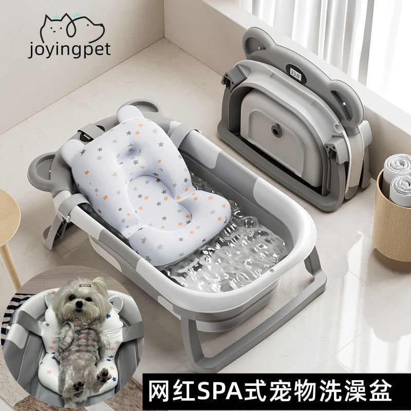 Foldable Pet Bathtub for Cats and Small Dogs with Temperature Sensor Option