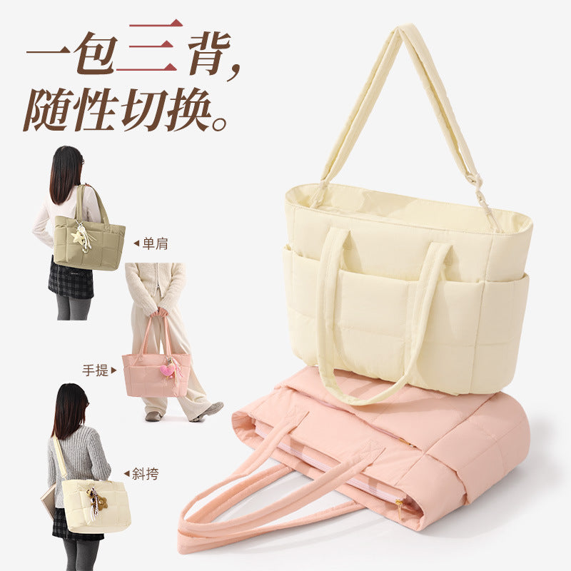 Quilted Large Capacity Portable Cosmetic Bag Travel Storage Handbag