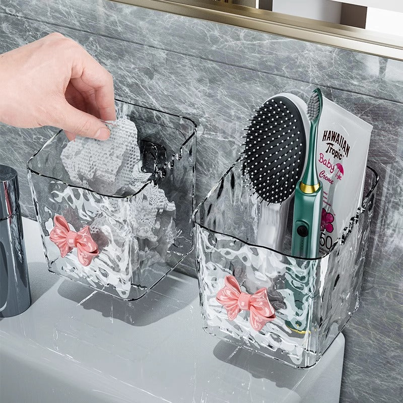 Wall-Mounted Disposable Face Towel Dispenser with Toothbrush Holder for Bathroom