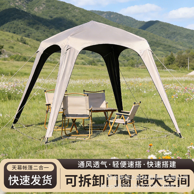 Outdoor Pop-Up Tent with Sunshade, Waterproof, for Camping, Picnics, and Family Outings