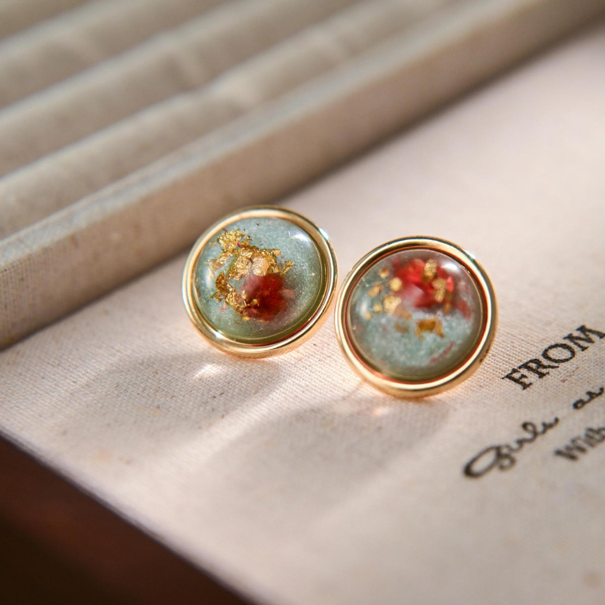 French Vintage Dried Flower S925 Silver Needle Earrings for Women