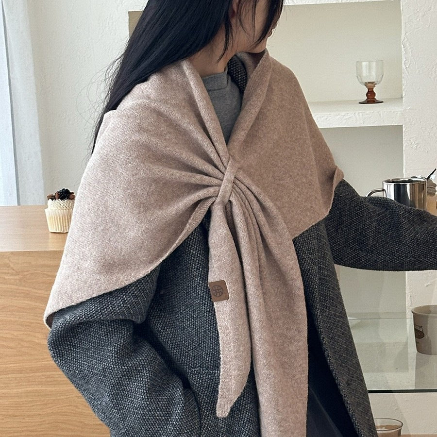 Women's Winter Wool Blend Cross Knit Shawl Scarf Warm Poncho