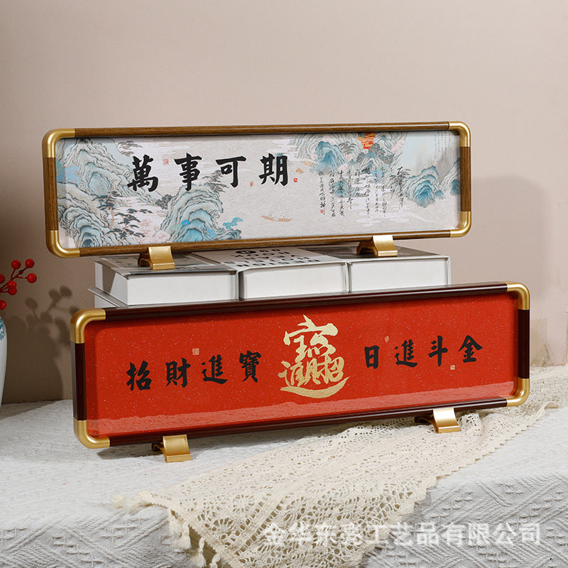 Vintage-Style Double-Sided Picture Frame with Faux Bronze Corners, Desktop Display for Photos and Art