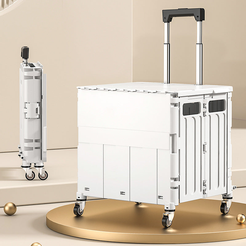 Portable Folding Shopping Cart with Wheels, Collapsible Utility Wagon for Groceries, Camping, and Outdoor Storage